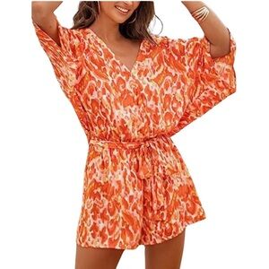 New - CUPSHE Women Boho Romper with Dolman Sleeves and Paisley Print